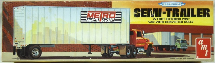 AMT 1/25 Trailmobile 27 Foot Exterior Post Van Semi-Trailer With Converter Dolly, T525 plastic model kit